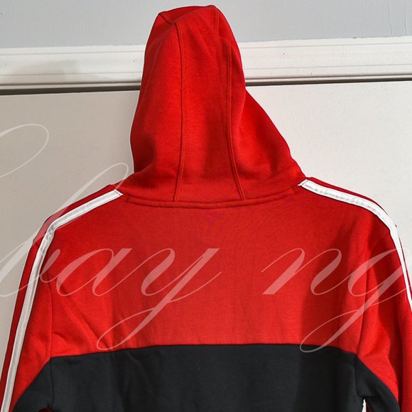 Adidas Boys' Youth Pullover Fleece Hoodie RED/BLACK - Picture 5 of 6